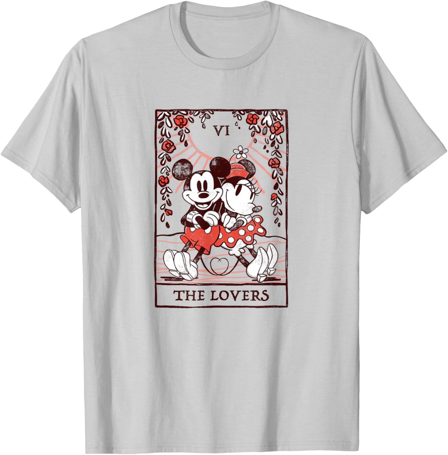 Disney Mickey and Friends Valentine's Day The Lovers Card T-Shirt - T-Shirt | Ash