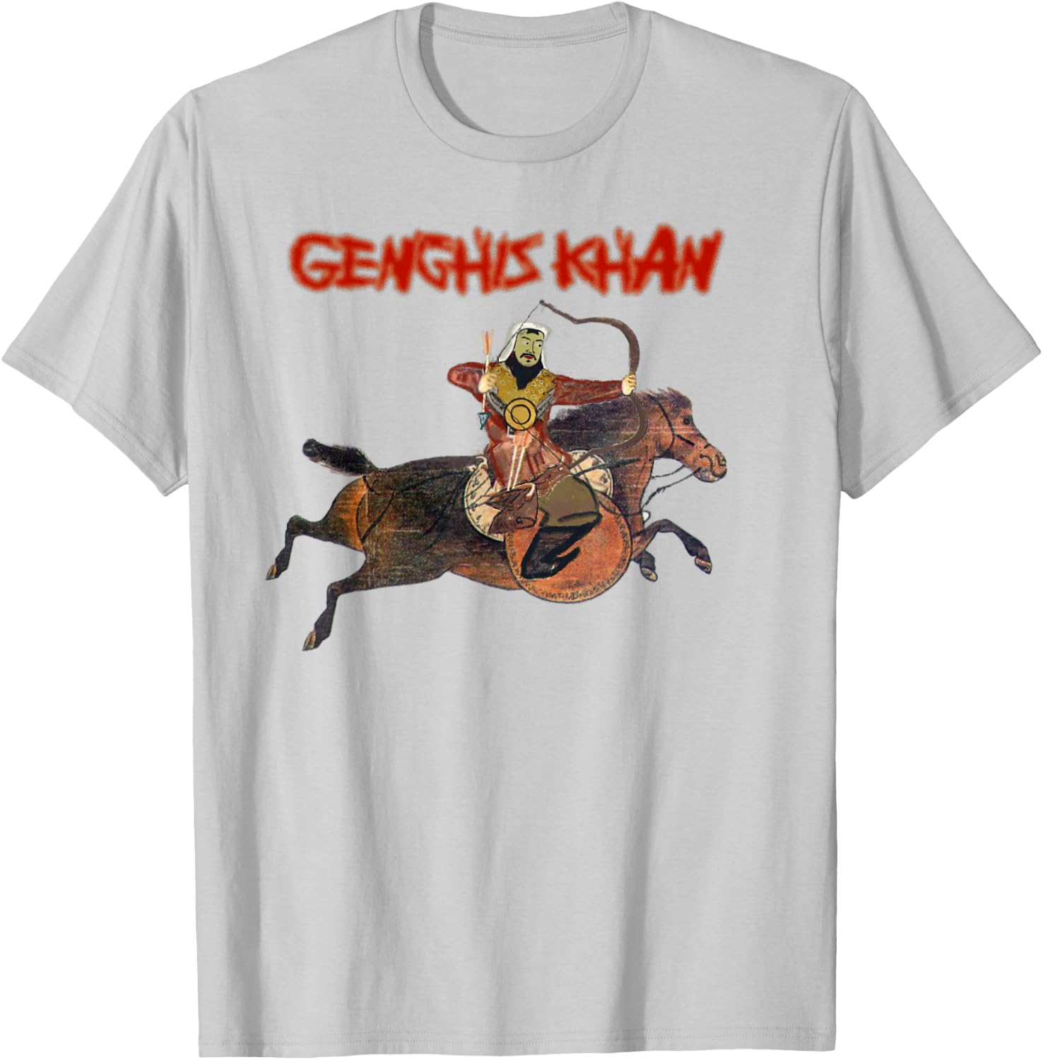 Rex Invictus Genghis Khan , Men's -Adults Yellow Cartoon , Classic Fit, Short Sleeve, , Small T-Shirt - T-Shirt | Ash