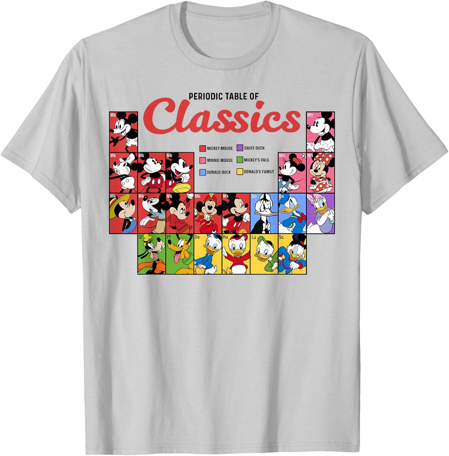 Disney Mickey And Friends Periodic Table Of Classics T-Shirt - T-Shirt | Ash