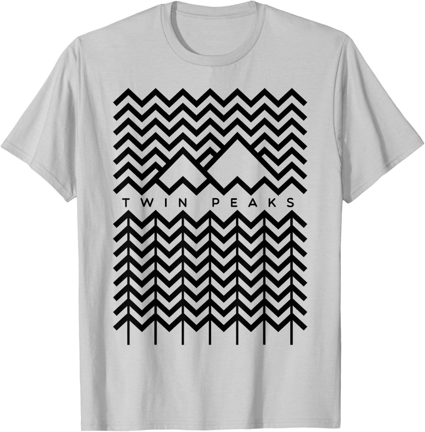 Twin Peaks Mountain and Trees Line Art Grphic T-Shirt - T-Shirt | Ash