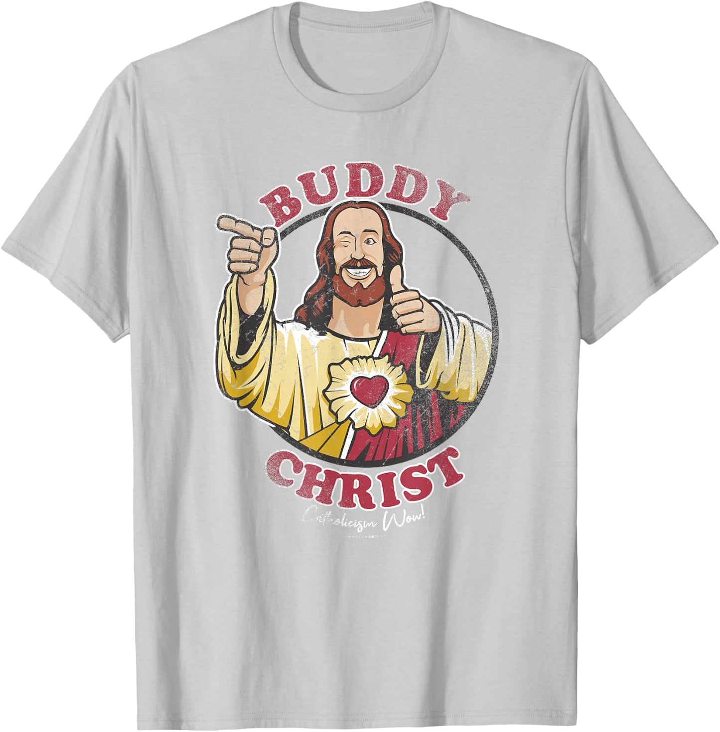 Jay and Silent Bob Buddy Christ Circle Portrait T-Shirt - T-Shirt | Ash