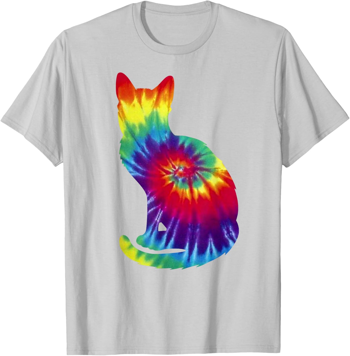 Tie Dye Cat Shirt | Colorful Tye Dye Kitten T-Shirt - T-Shirt | Ash