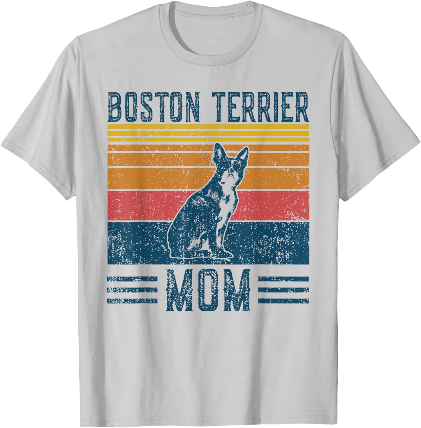 Dog Boston Terrier Mom - Vintage Boston Terrier Mom T-Shirt - T-Shirt | Ash
