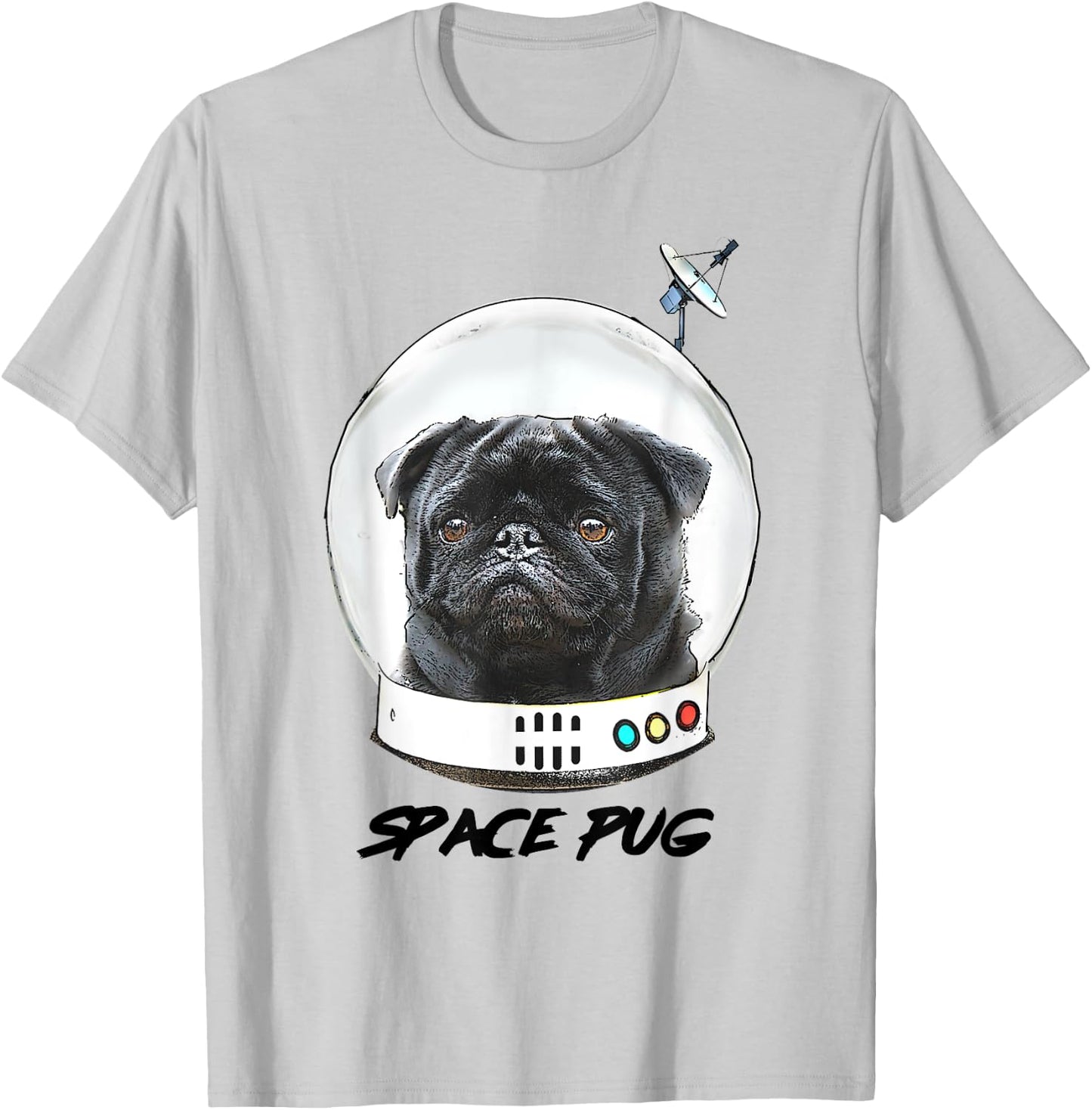 Space Pug Blasts Off Astronaut Black Pug T-Shirt - T-Shirt | Ash