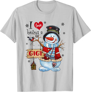 I Love Being a Gigi Snowman Christmas For Grandma T-Shirt - T-Shirt | Ash