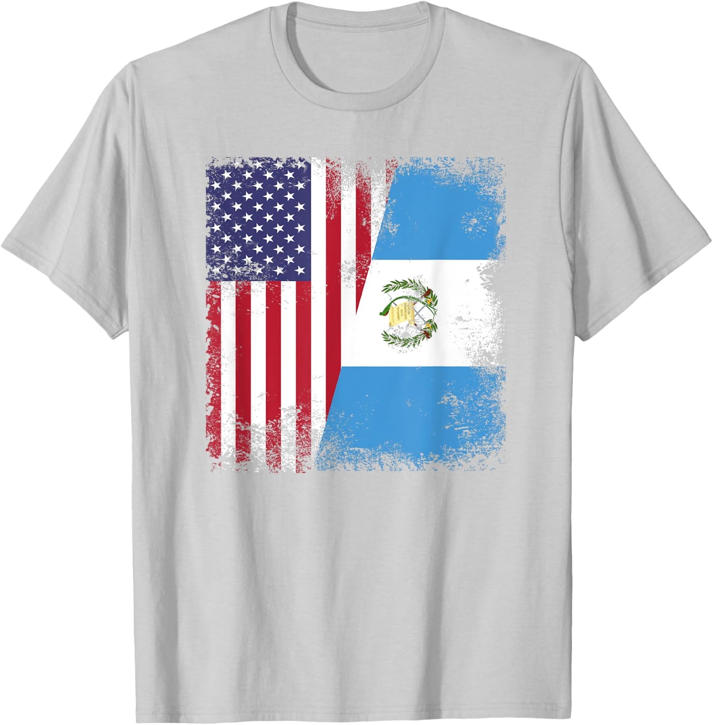 Half Guatemalan Flag | Vintage Guatemala USA Gift T-Shirt - T-Shirt | Ash