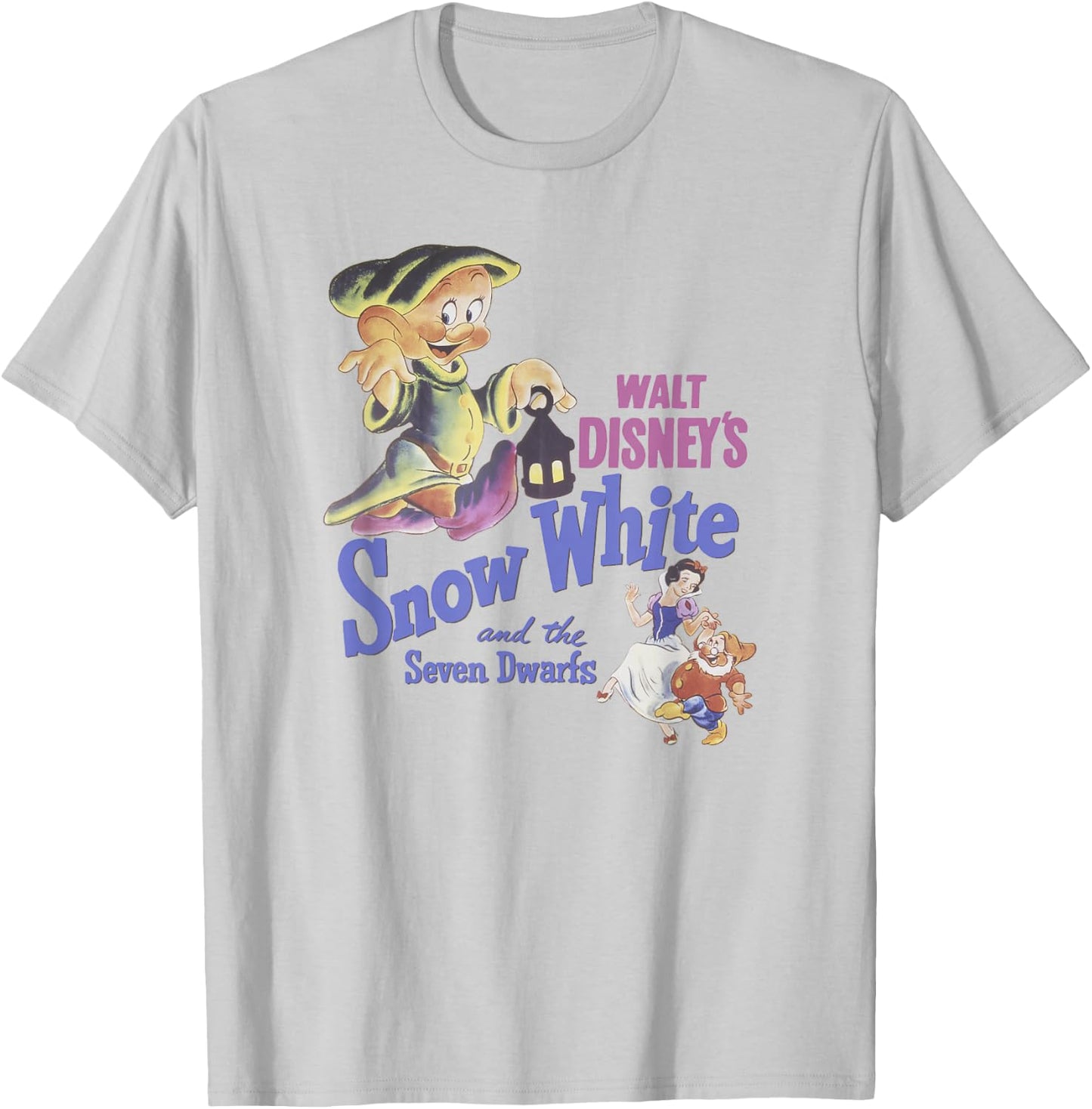 Disney Snow White and The Seven Dwarfs Dopey Movie Poster T-Shirt - T-Shirt | Ash