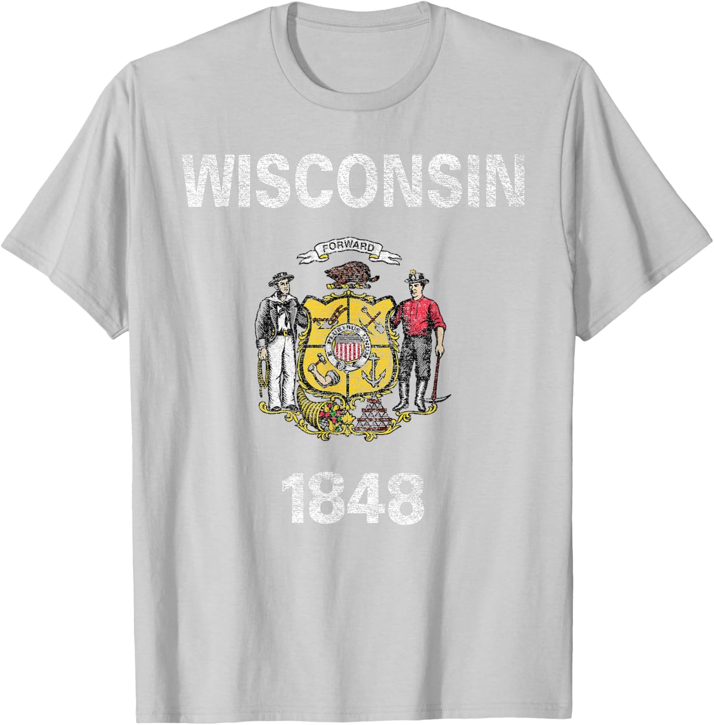 State Flag of Wisconsin T-Shirt - T-Shirt | Ash