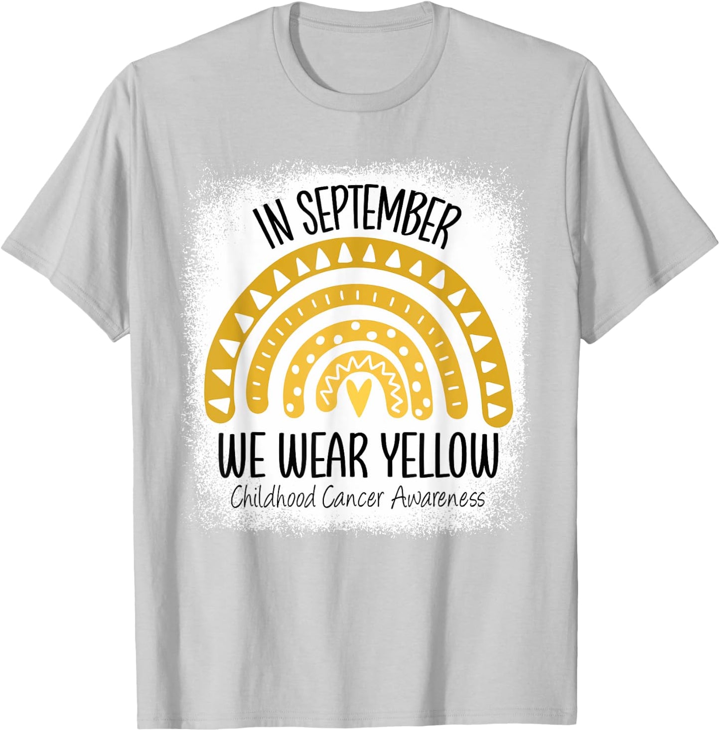 Rainbow September We Wear Yellow Childhood Cancer Awareness T-Shirt - T-Shirt | Ash