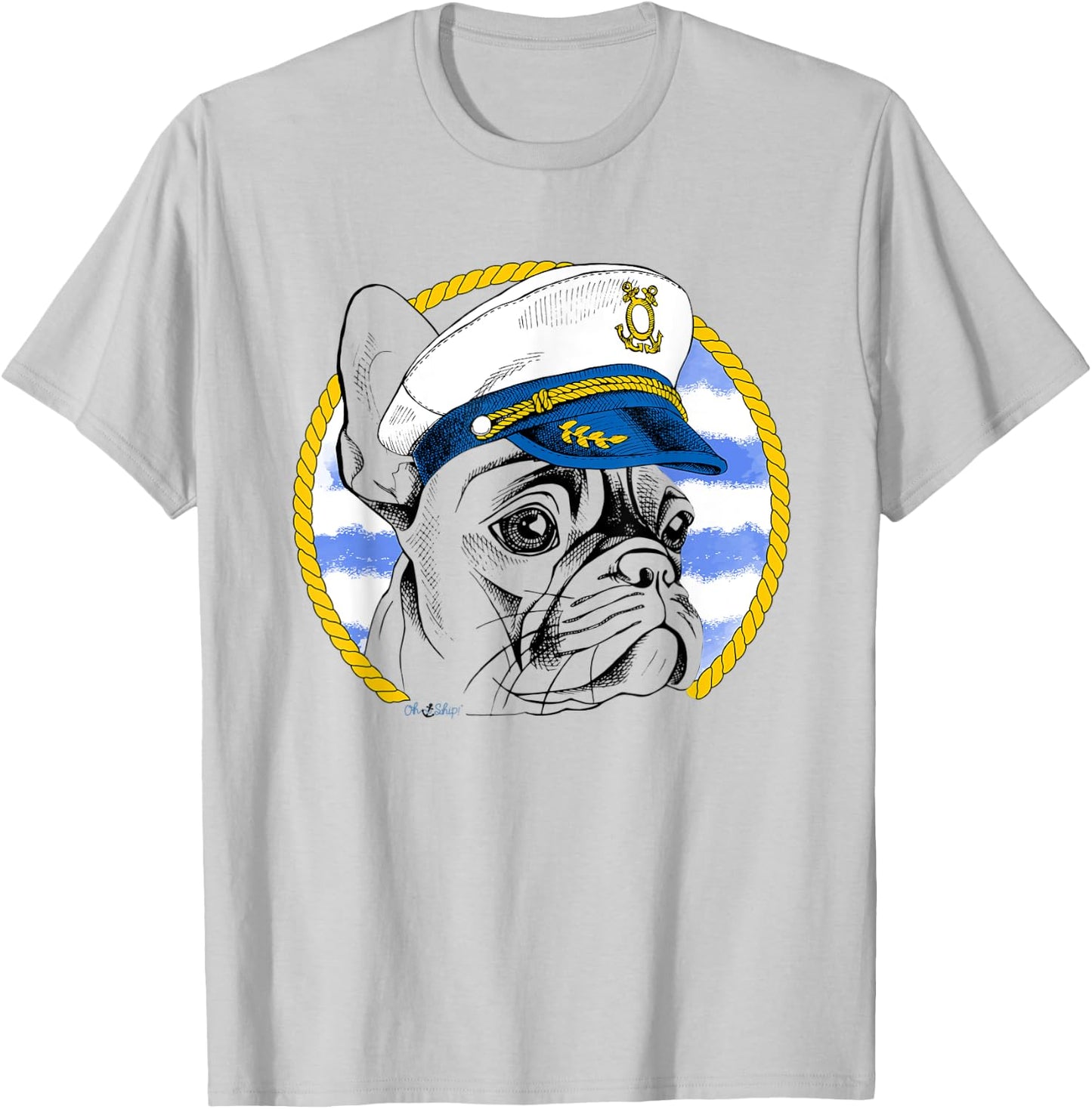 Oh Ship! Nautical French Bulldog T-Shirt - T-Shirt | Ash