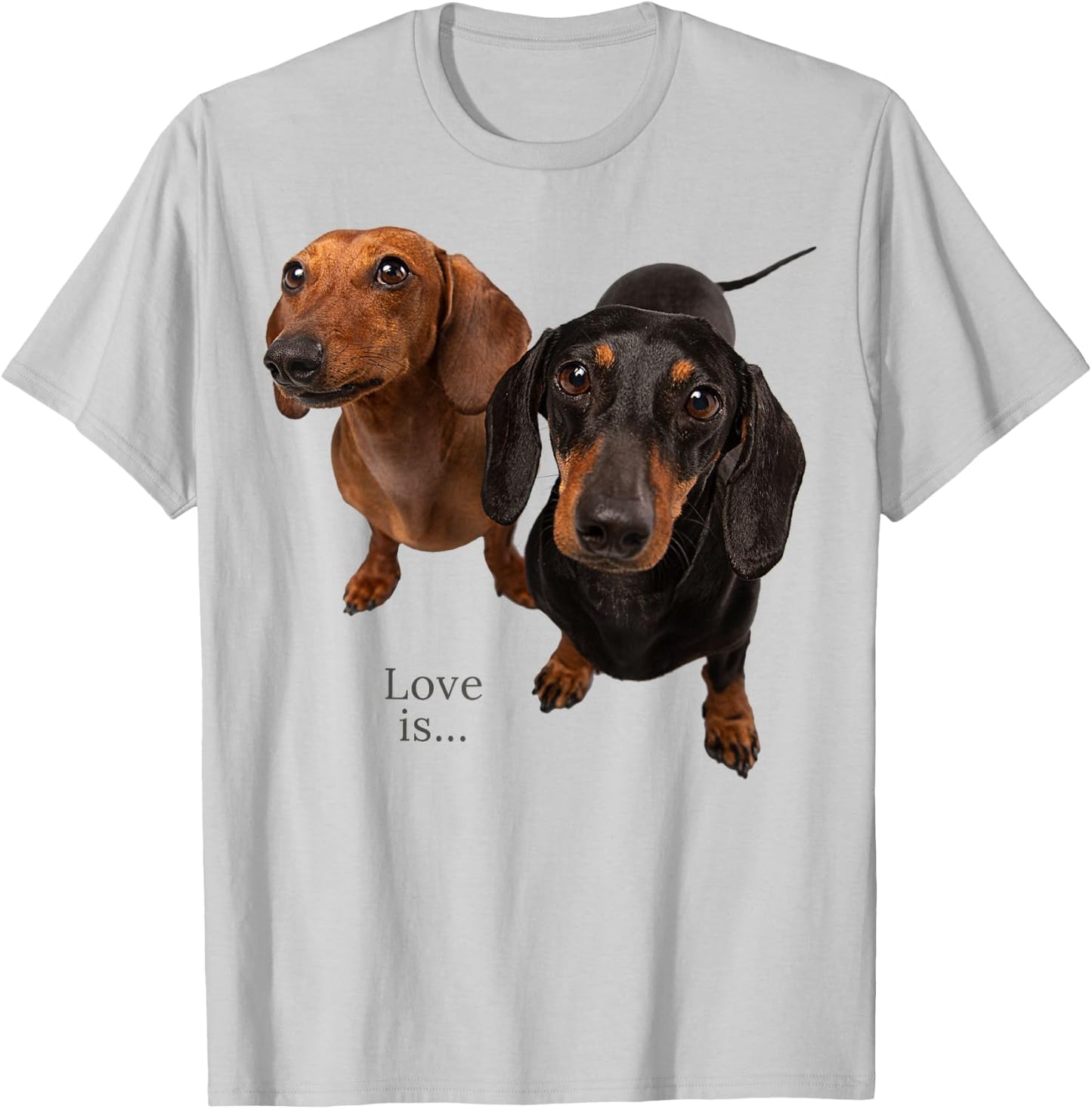 Dachshund Shirt Weiner Dog Mom Dad Love Doxie Puppy Cute T-Shirt - T-Shirt | Ash