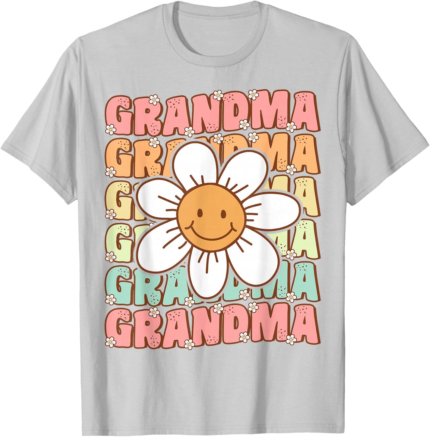 Cute Groovy Grandma 70s Family Birthday Party Daisy Flower T-Shirt - T-Shirt | Ash