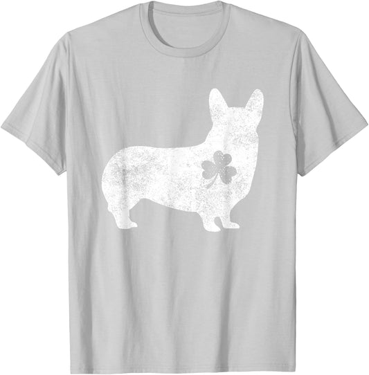Corgi Irish Clover St Patrick's Day Dog Lover Gifts Women Kids T-Shirt - T-Shirt | Ash