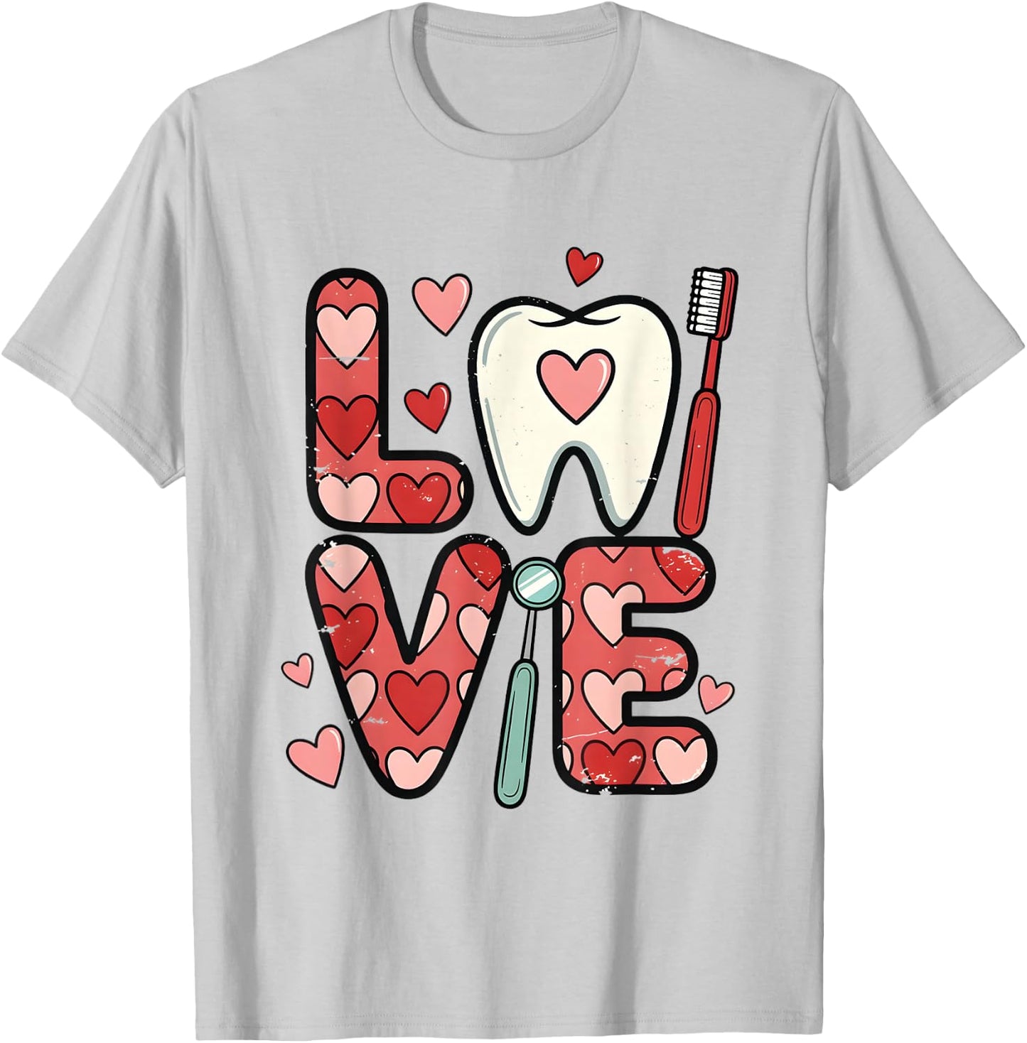 Love Your Smile Dental Heart Design for Oral Care Lovers T-Shirt - T-Shirt | Ash