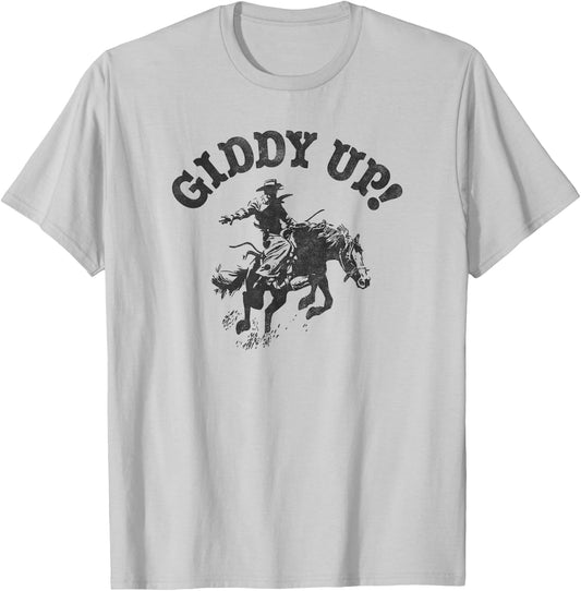 Trendy Giddy Up Classic Rodeo Black & White T-Shirt - T-Shirt | Ash