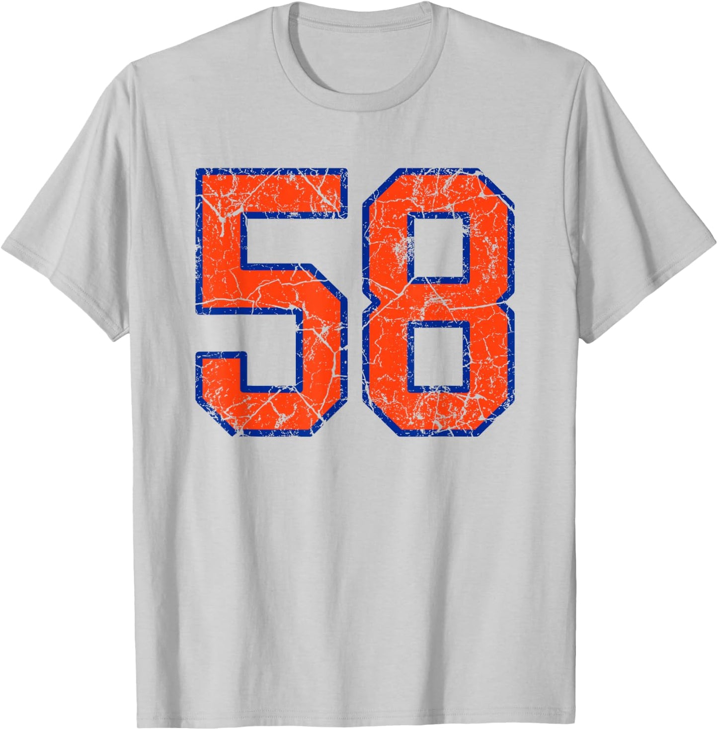 Orange and Blue Sports Number 58 Jersey Uniform Player T-Shirt - T-Shirt | Ash