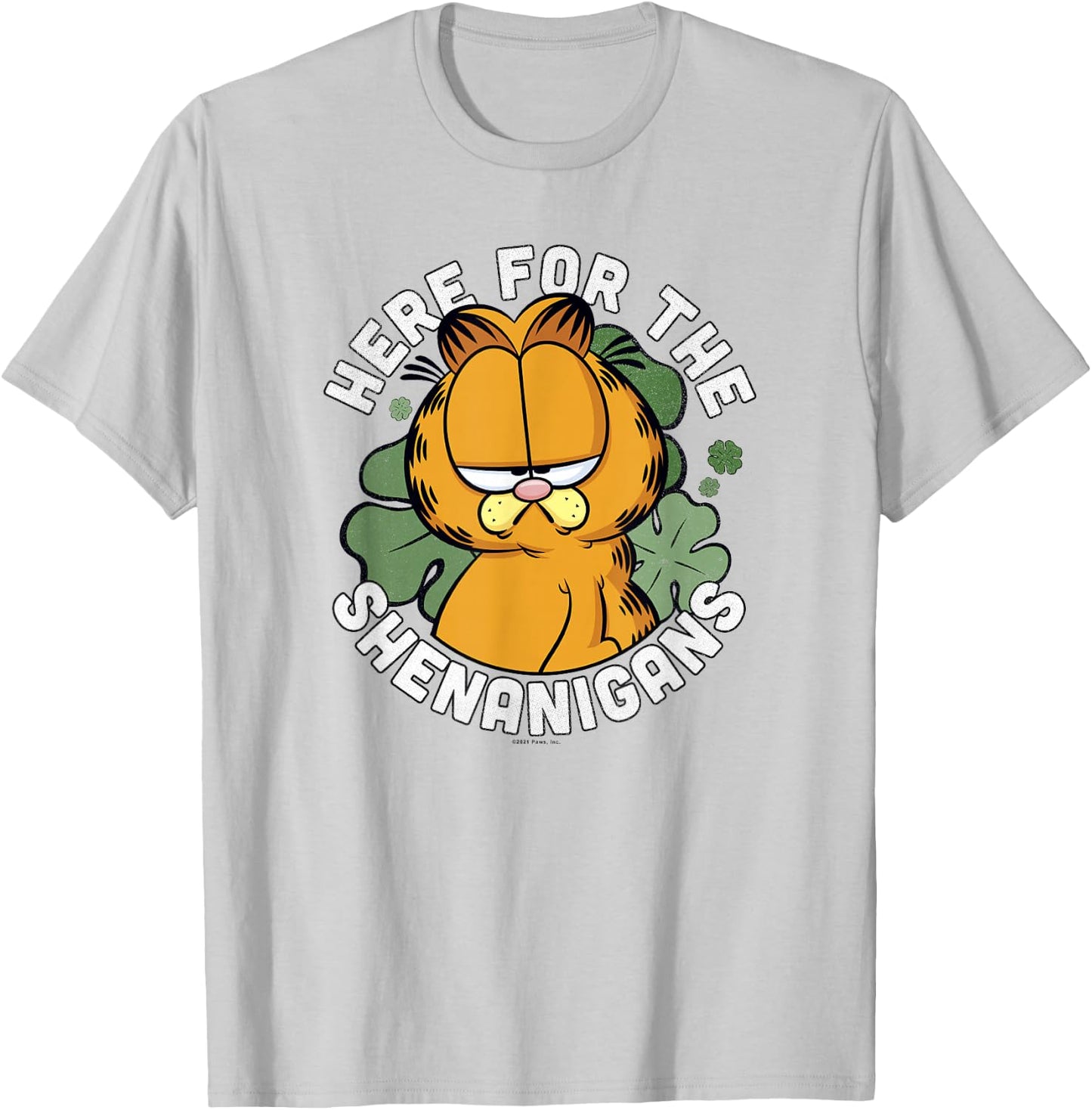 Garfield St. Patrick's Day Here For The Shenanigans T-Shirt - T-Shirt | Ash