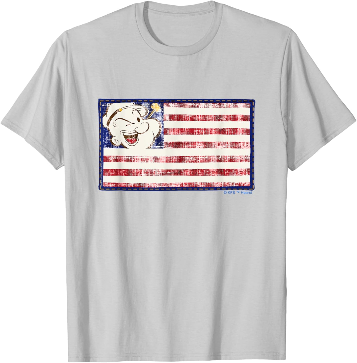 4th of July "Popeye Patriotic Flag" T-Shirt - T-Shirt | Ash