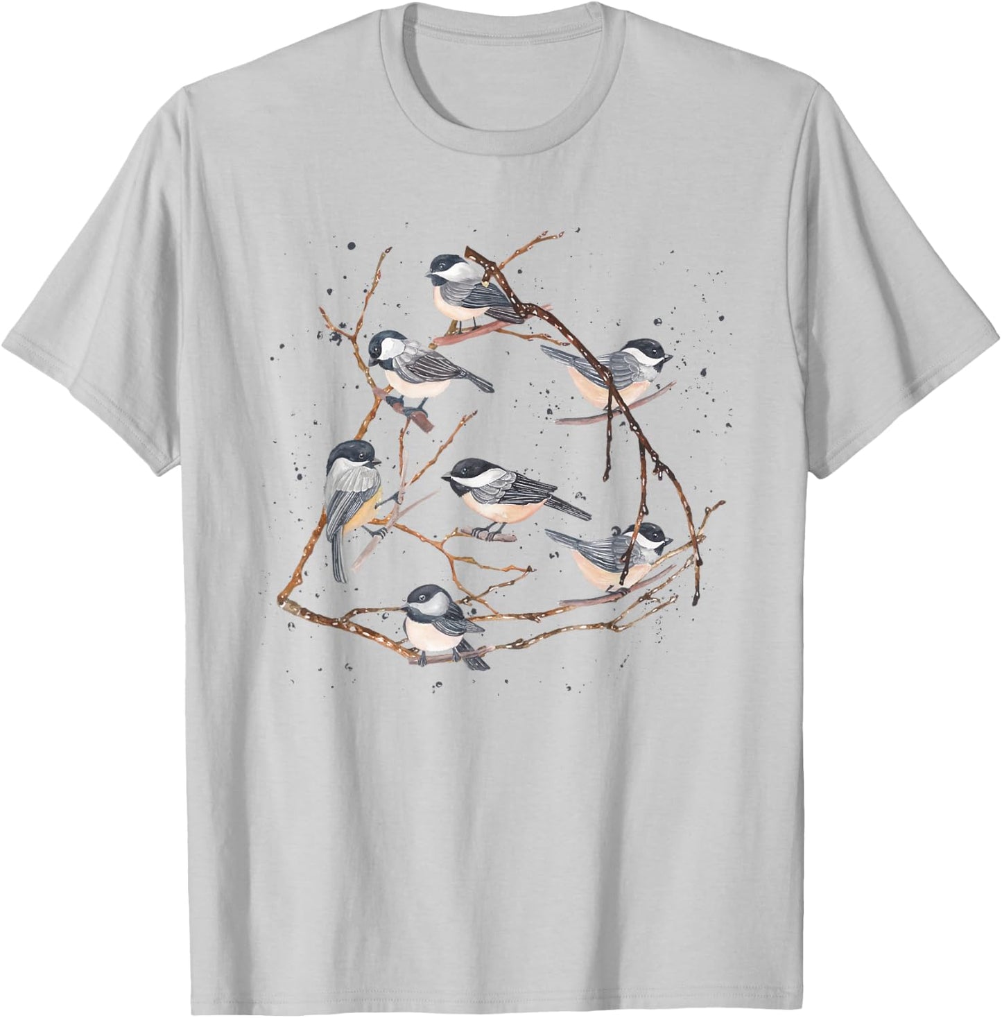 Chickadee Bird Watching Birding Nature Tree Branch Bird T-Shirt - T-Shirt | Ash
