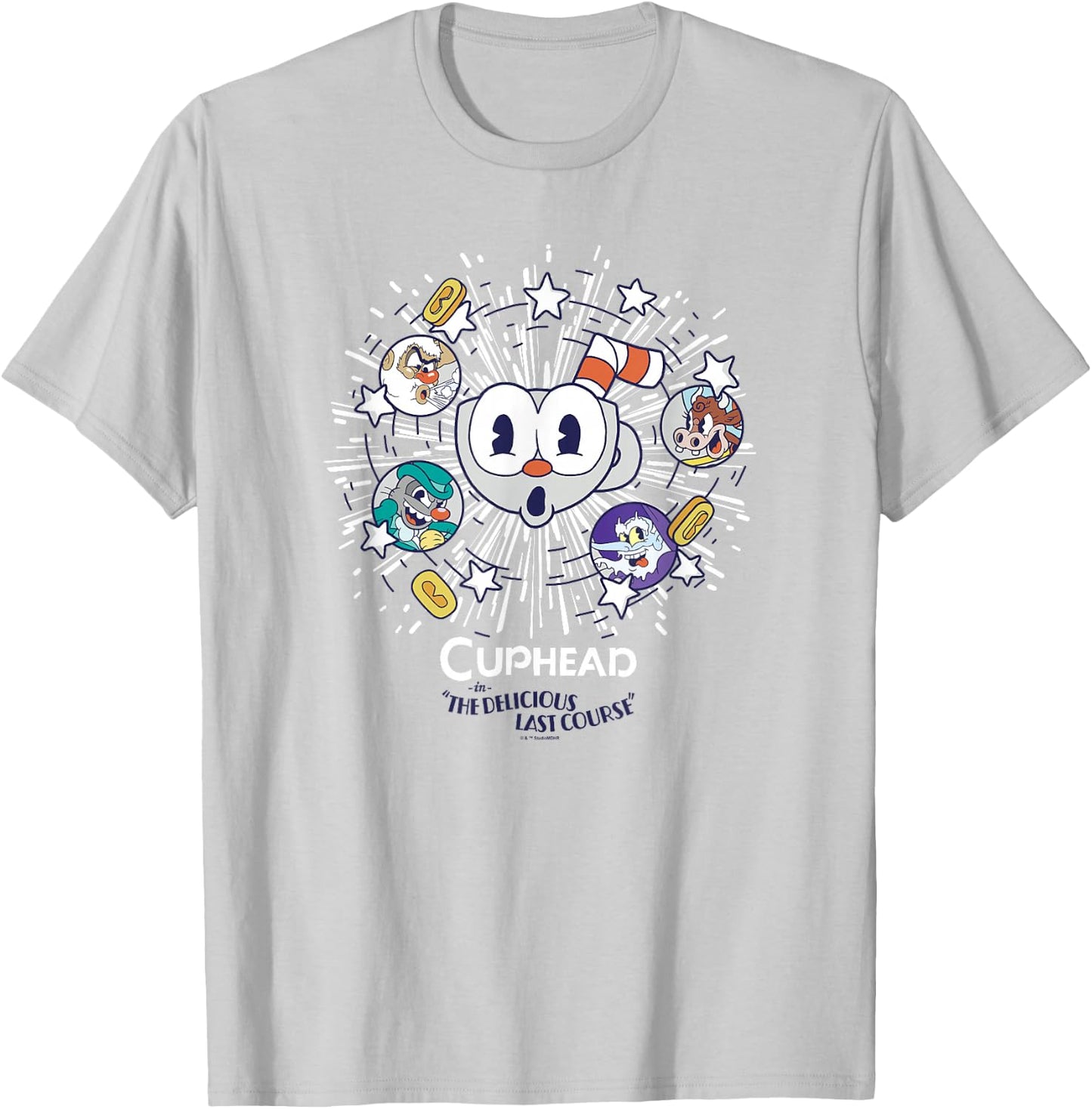 Cuphead: The Delicious Last Course Cuphead Character Group T-Shirt - T-Shirt | Ash