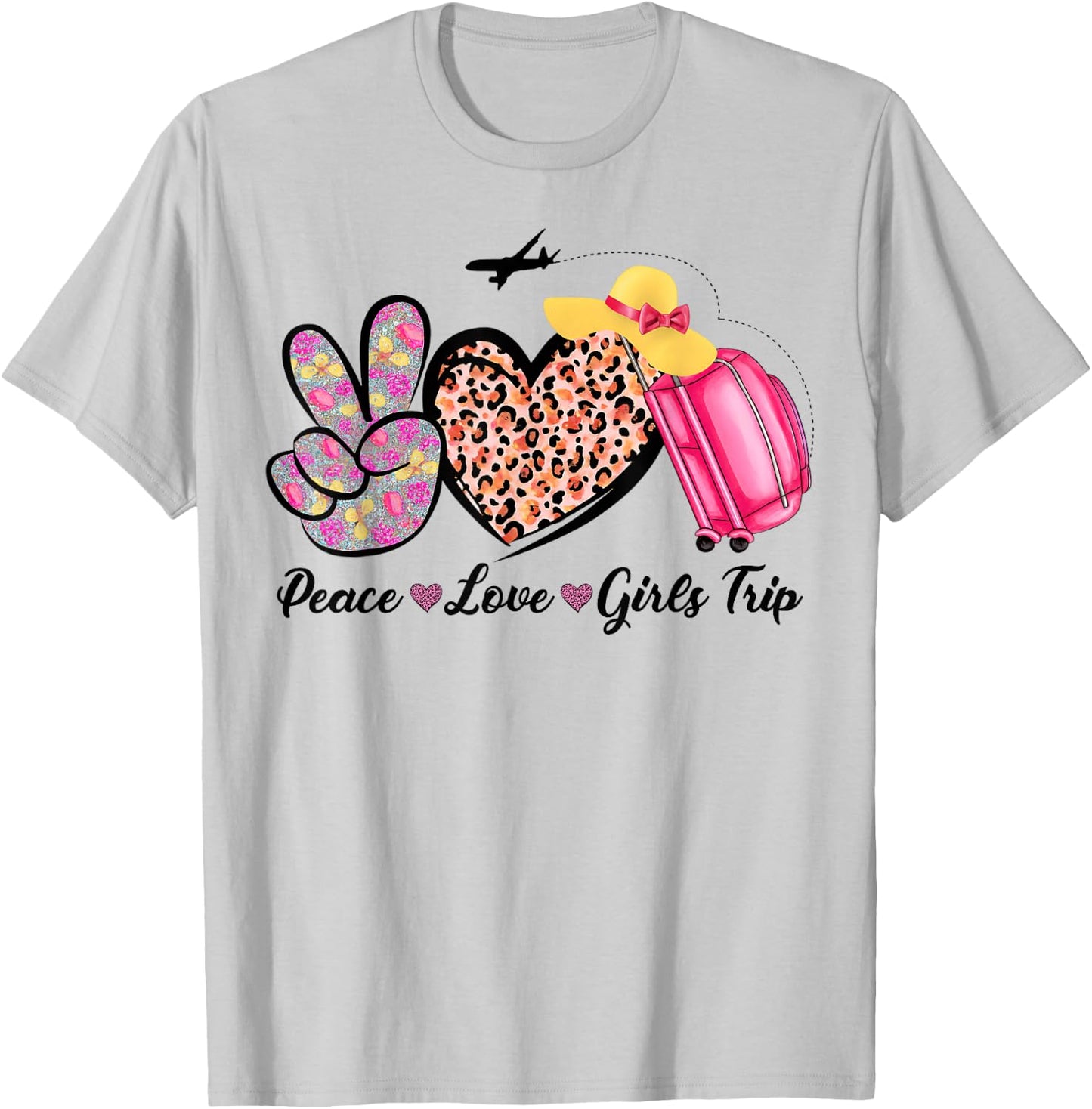 Girls Trip Traveling Lover Vacation Peace Love Girls Trip T-Shirt - T-Shirt | Ash