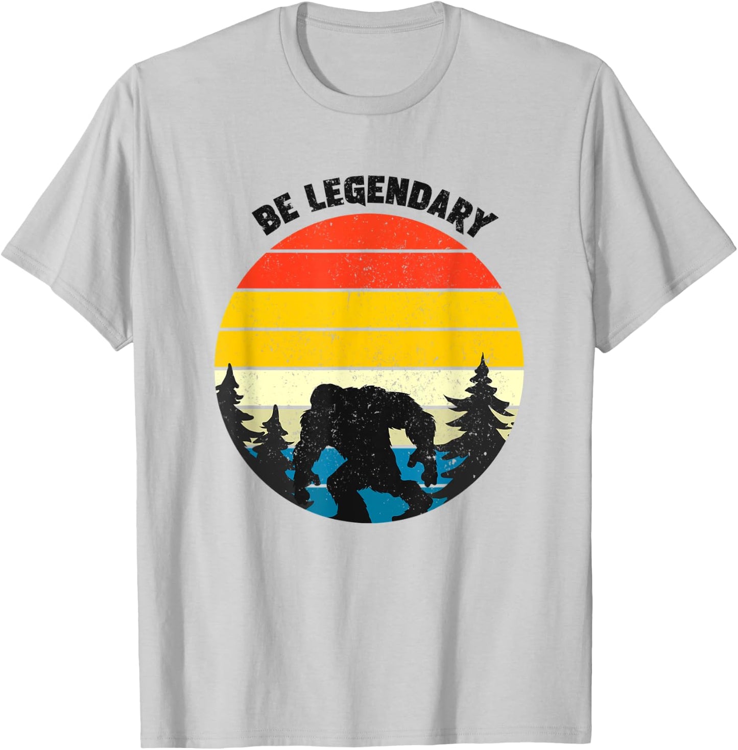 Be legendary, big foot vintage retro style background print T-Shirt - T-Shirt | Ash