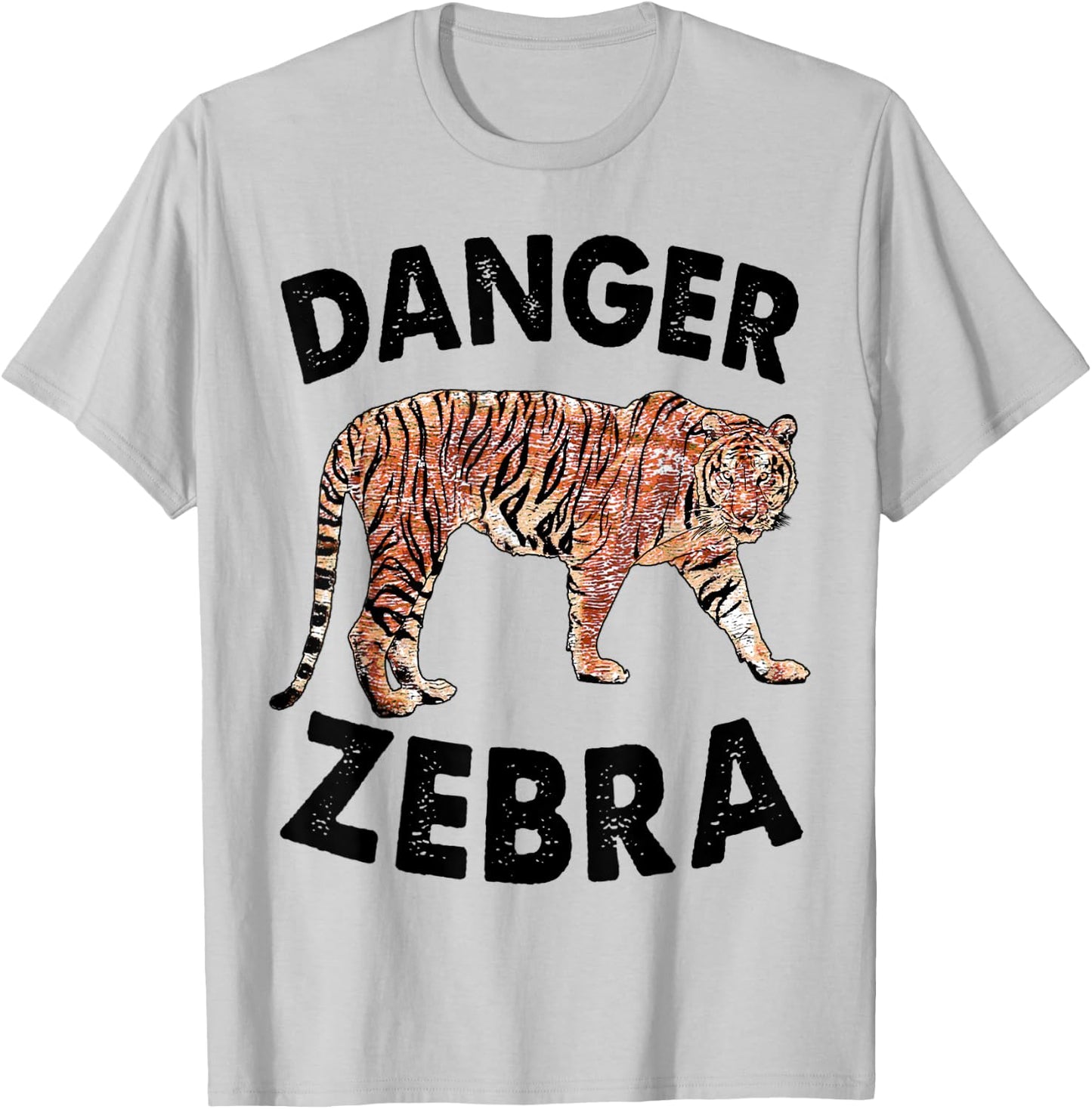 Danger Zebra Funny Women Tiger Face Animal T-Shirt - T-Shirt | Ash