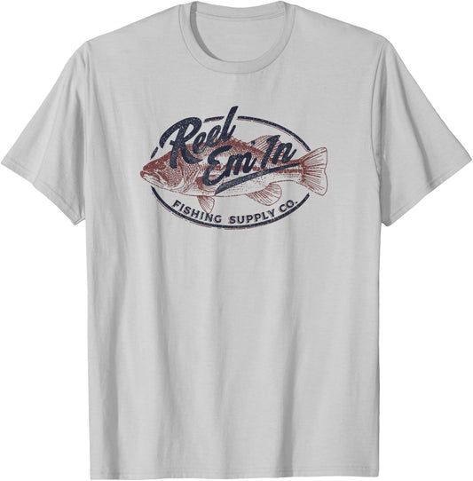 Trendy Reel Em' In Fishing Supply Co. Logo T-Shirt - T-Shirt | Ash