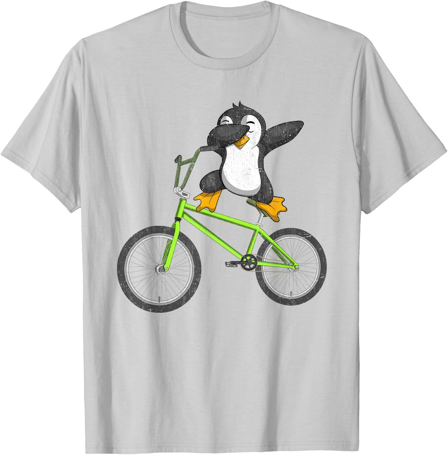 Cycling Antarctic Animal Lover Bike Cyclist Biker Penguin T-Shirt - T-Shirt | Ash