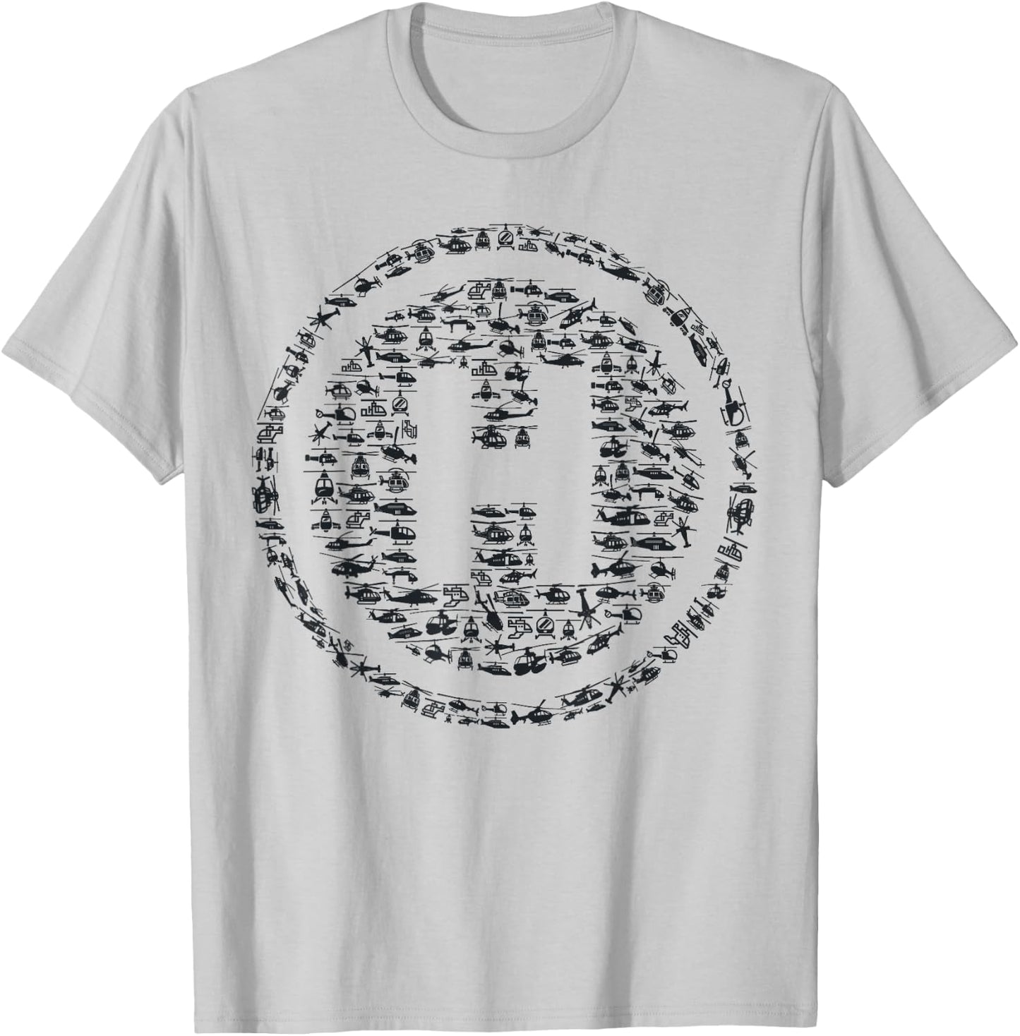 Helicopter Helipad H Symbol Pilot Aviation Flying Design T-Shirt - T-Shirt | Ash