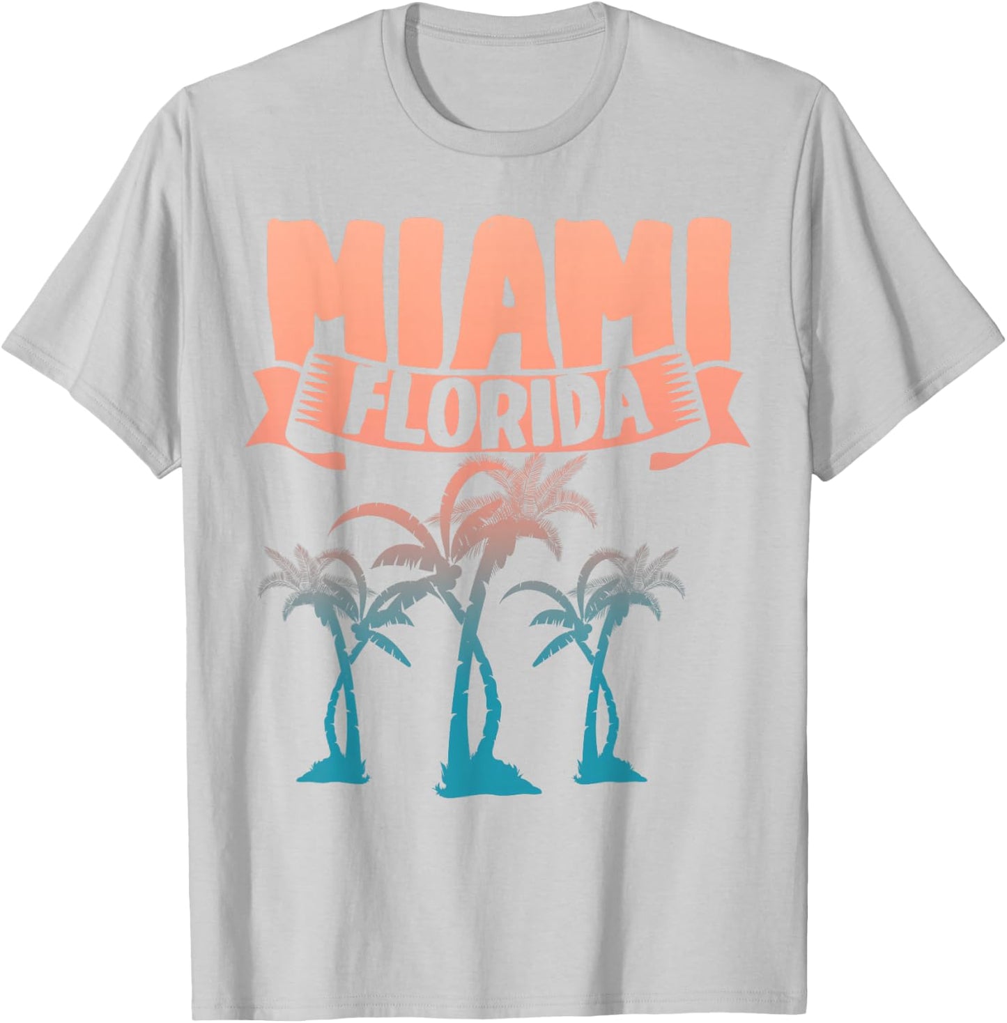 Tropical Summer Vacation Palm Trees Miami Beach Florida T-Shirt - T-Shirt | Ash