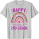 Happy Last Day Of 2nd Grade Leopard Rainbow T-Shirt - T-Shirt | Ash
