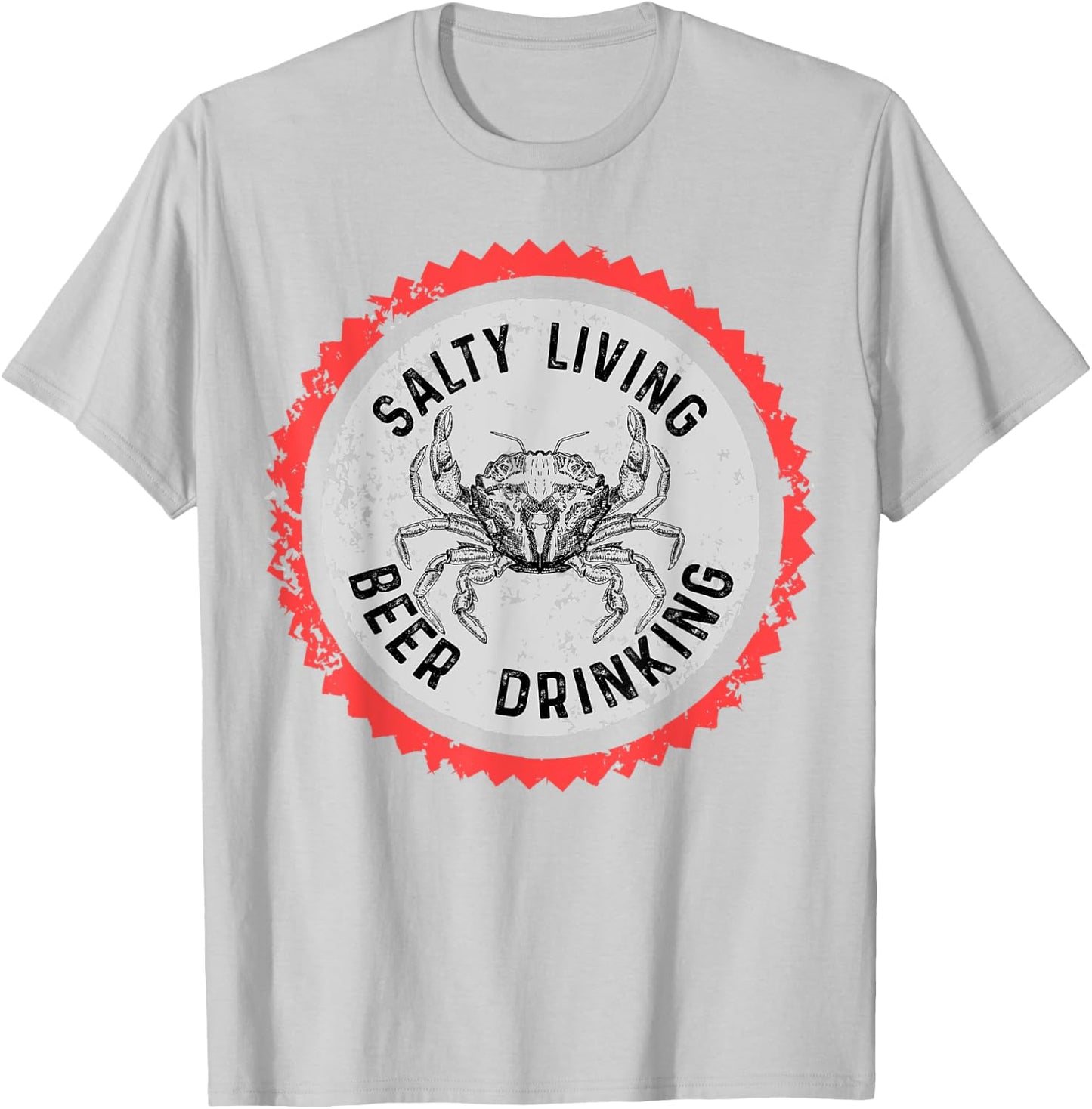 Funny Salty Living Beer Drinking Fishing Boating Pontooning T-Shirt - T-Shirt | Ash