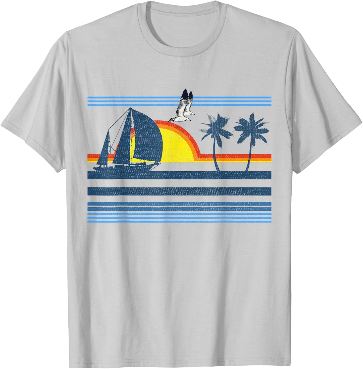 Retro Palm Tree Shirt - Tropical Beach Vintage Style 70s 80s T-Shirt - T-Shirt | Ash