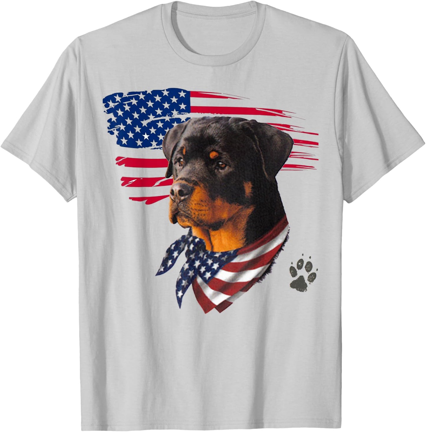 Rottweiler Dog USA American Flag Awesome Cool Women Kids Men T-Shirt - T-Shirt | Ash