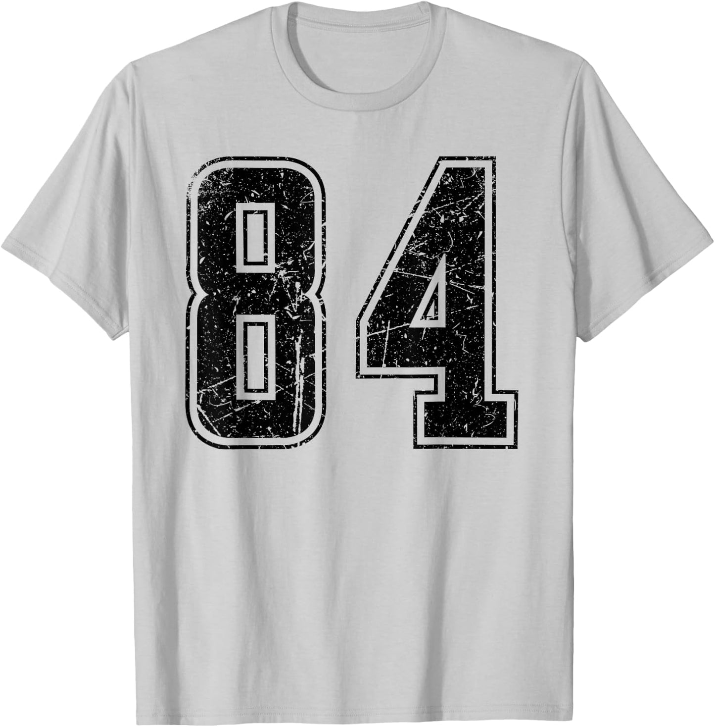 Number 84 Distressed Grunge Vintage Jersey Team Fan T-Shirt - T-Shirt | Ash