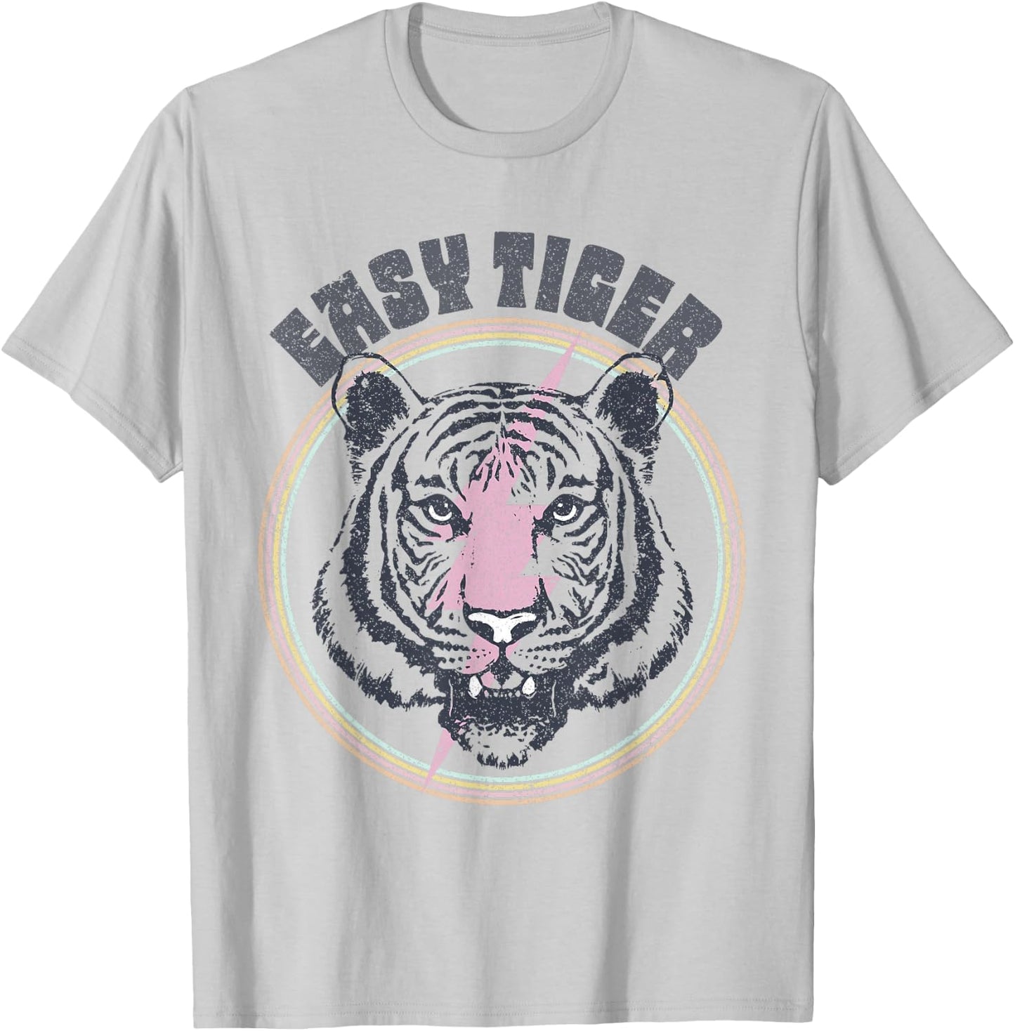 Easy Tiger Face Retro 70s 80s Vintage T-Shirt - T-Shirt | Ash