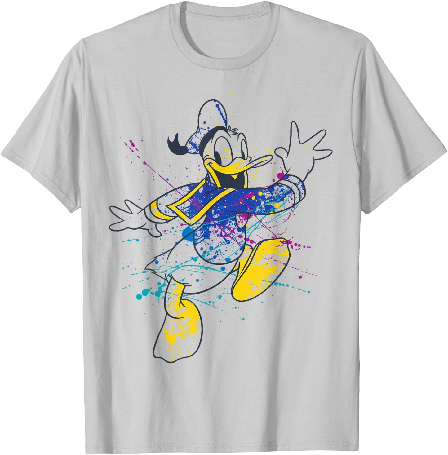 Disney Mickey and Friends Donald Duck Paint Splatter T-Shirt - T-Shirt | Ash