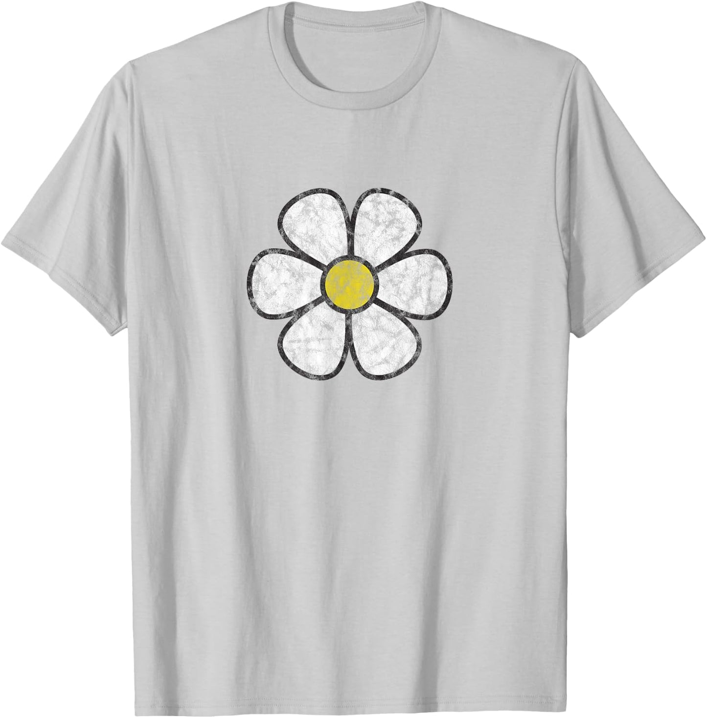 Hippie Daisy Flower Vintage Graphic Effect T-Shirt - T-Shirt | Ash