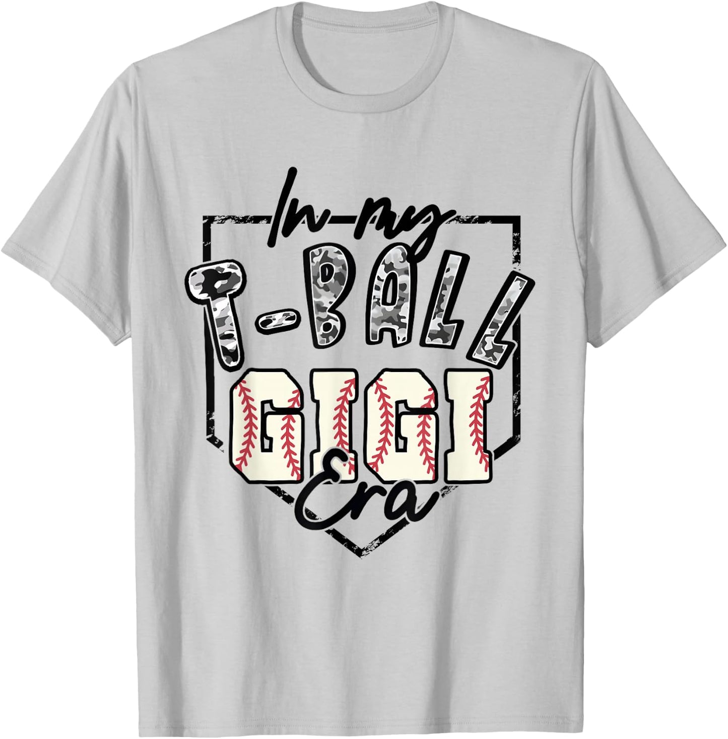 In My T-ball Gigi Era Camo -ball Matching Family Sport T-Shirt - T-Shirt | Ash