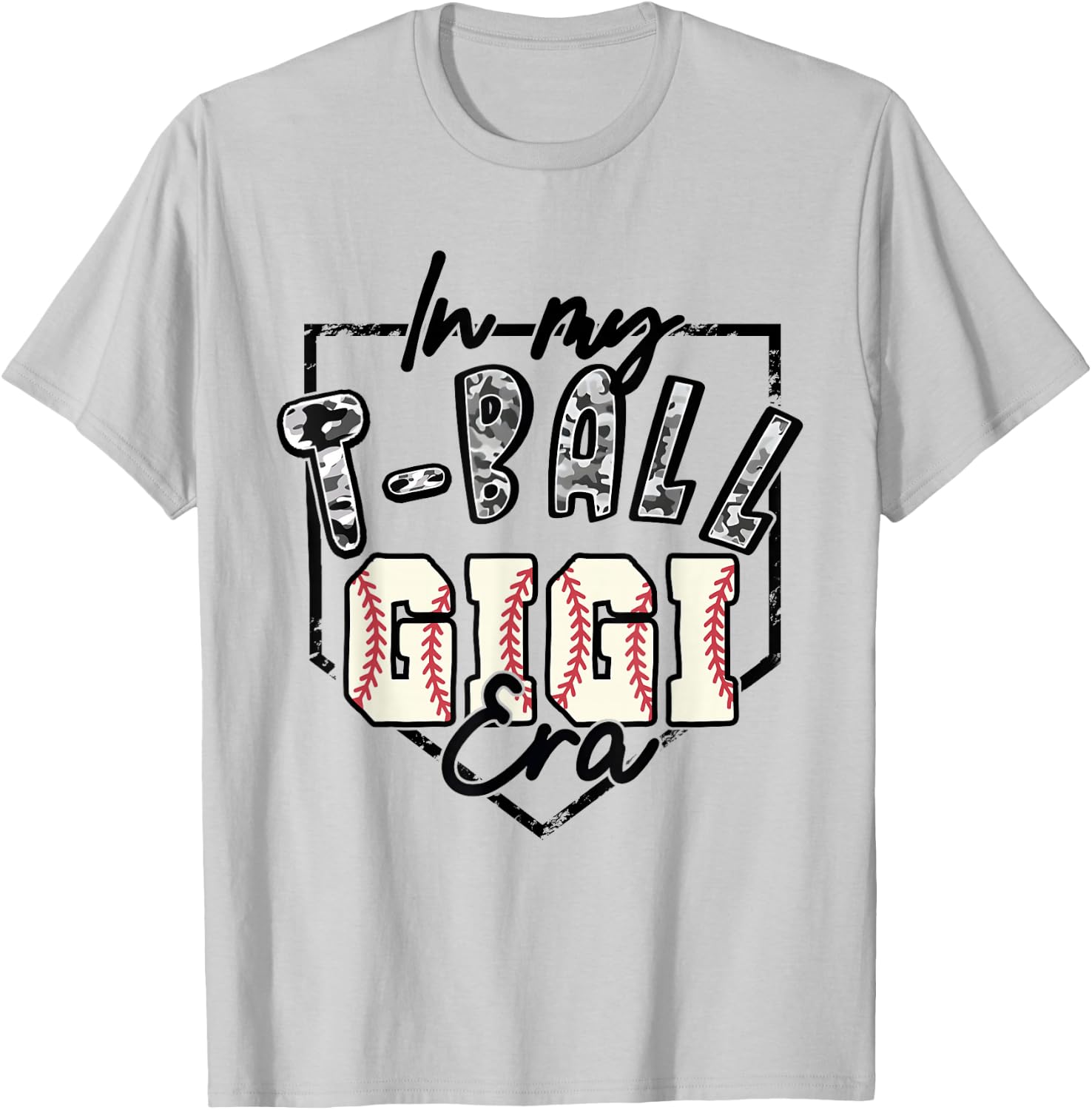 In My T-ball Gigi Era Camo -ball Matching Family Sport T-Shirt - T-Shirt | Ash