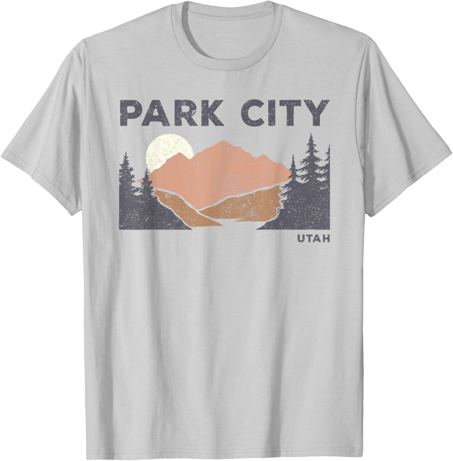 Vintage Retro Park City Utah Faded Mountain Forest Hiking T-Shirt - T-Shirt | Ash