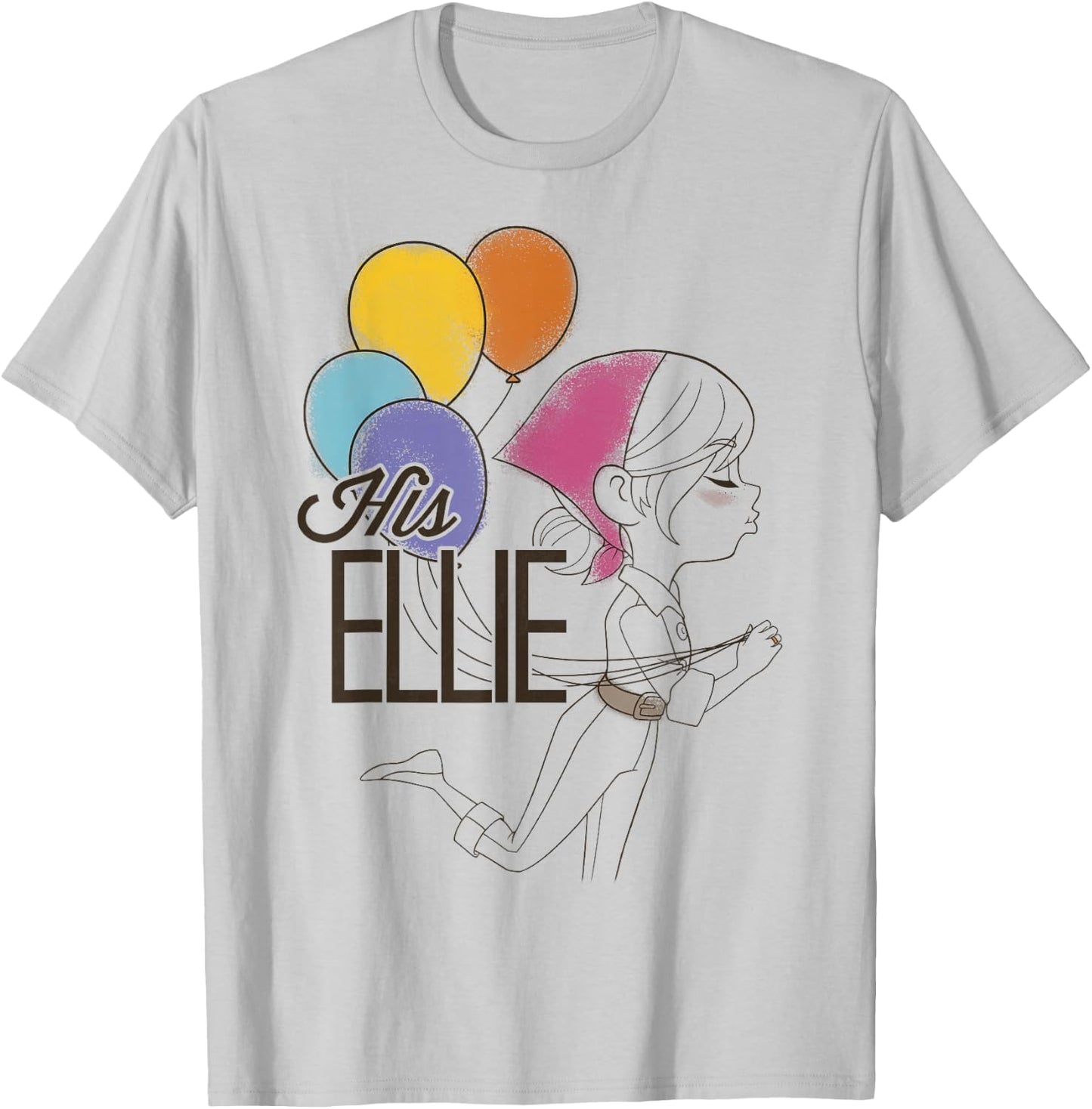Disney Pixar Up His Ellie Balloons Sketch Graphic T-Shirt - T-Shirt | Ash
