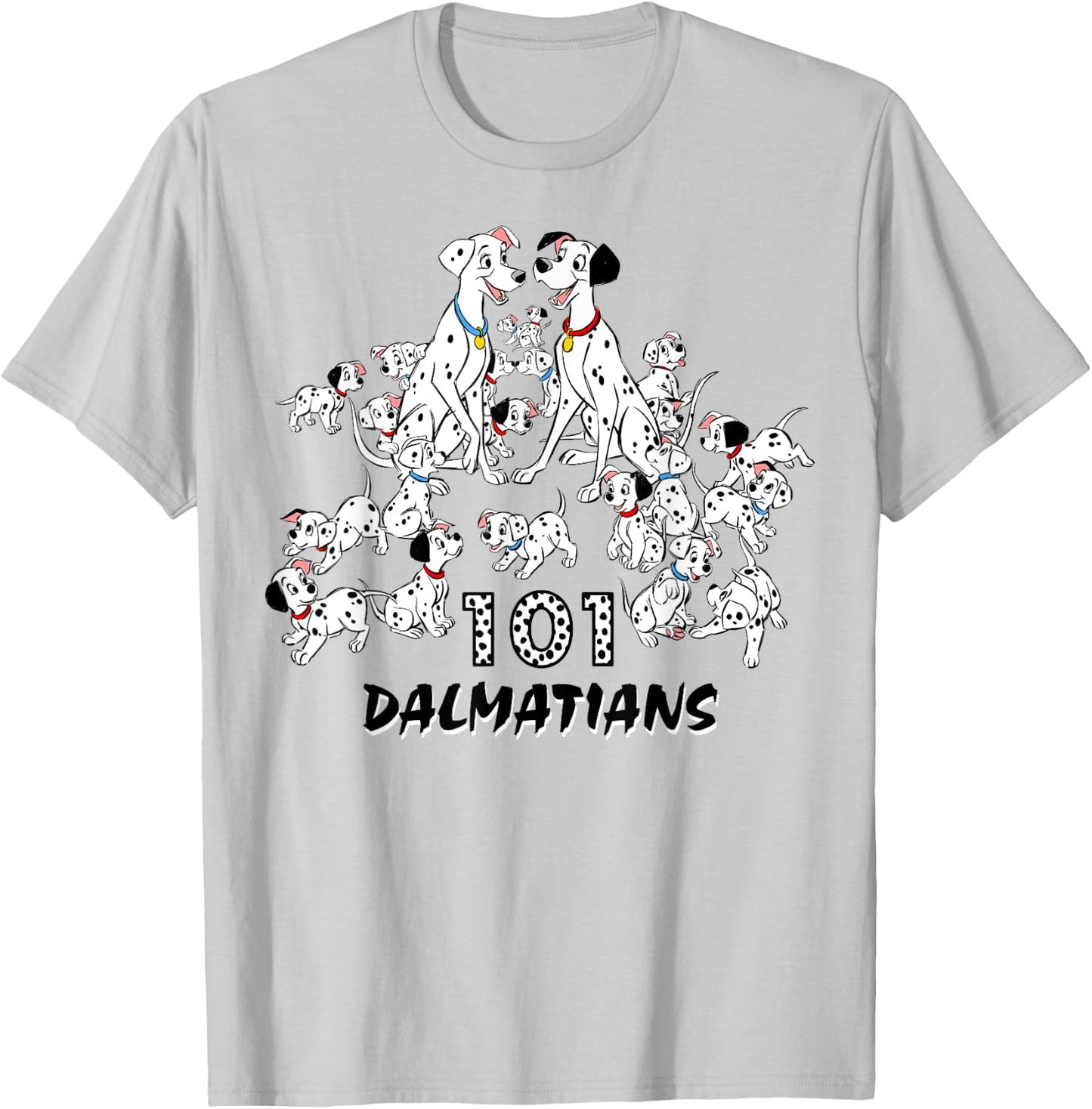 Disney 101 Dalmatians Group Shot Title Logo T-Shirt - T-Shirt | Ash