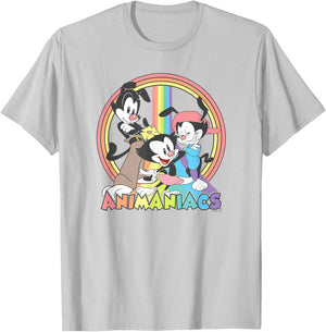 Animaniacs Rainbow Group Logo T-Shirt - T-Shirt | Ash