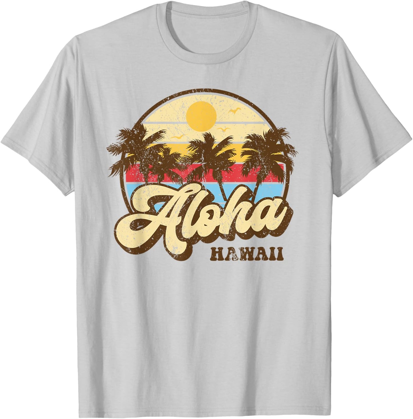 Aloha Hawaii Hawaiian Island Palm Surfboard Beach Surf retro T-Shirt - T-Shirt | Ash