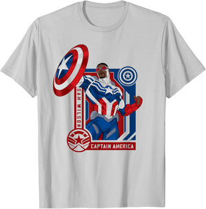 Marvel Avengers Sam Wilson Captain America Hero T-Shirt - T-Shirt | Ash