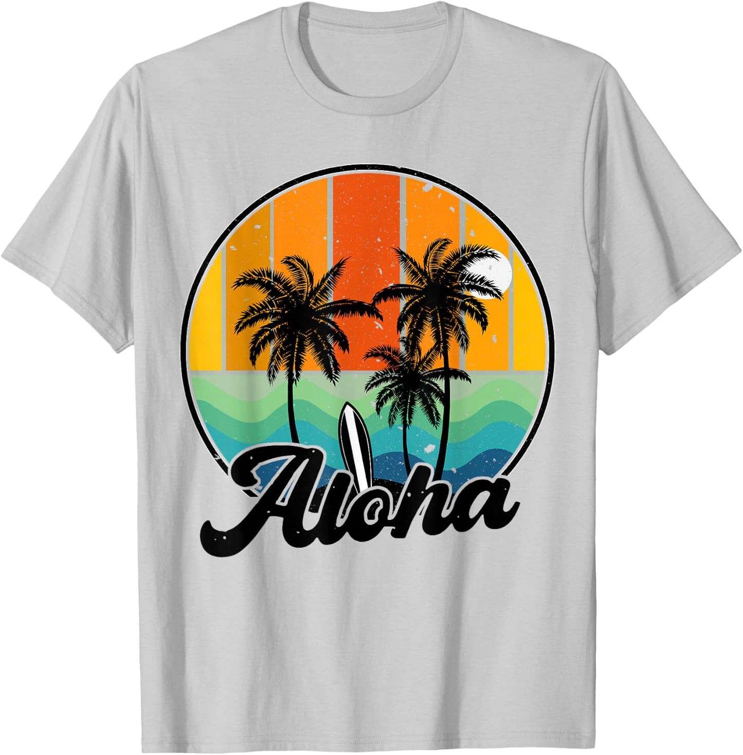 Aloha Hawaiian Palm Tree Beach Surf Kids Men Women T-Shirt - T-Shirt | Ash