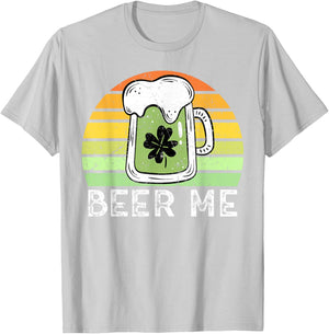 Beer Me Vintage Green Beer Saint Patricks Retro Drinking T-Shirt - T-Shirt | Ash