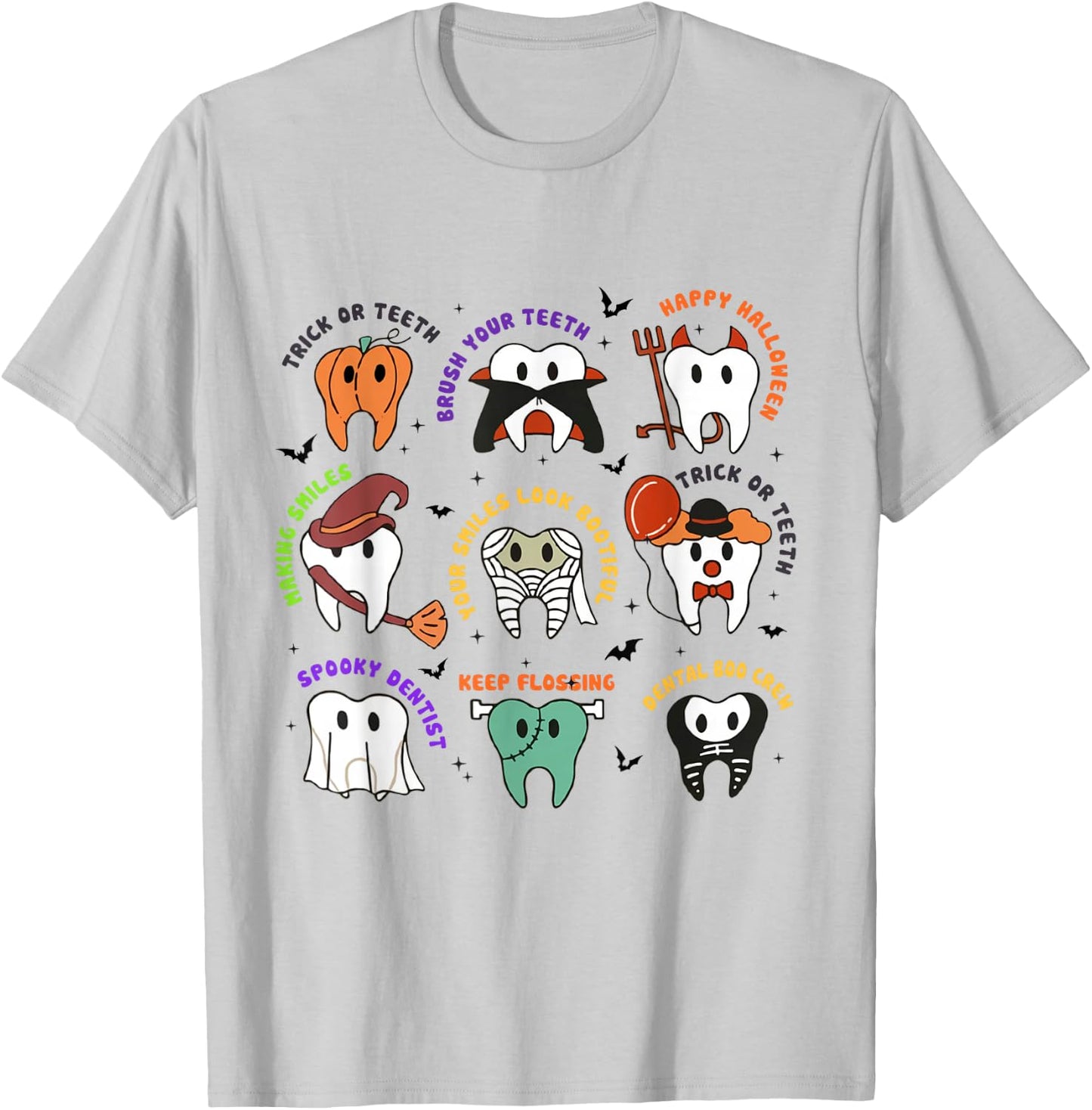 Halloween Dentist Teeth Dental Boo Crew Costume Men Women T-Shirt - T-Shirt | Ash